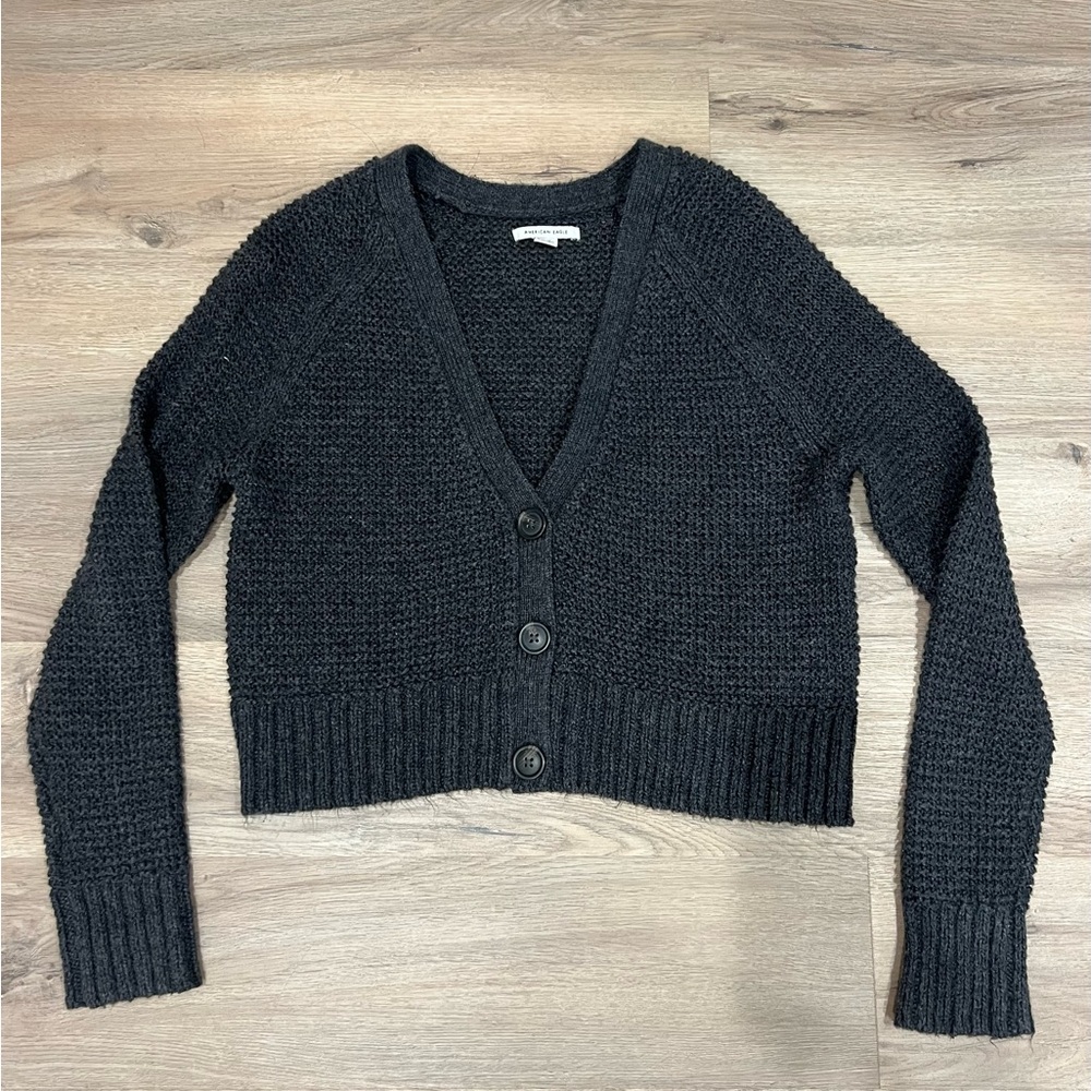 American Eagle Gray Knit Sweater 
Size S Only